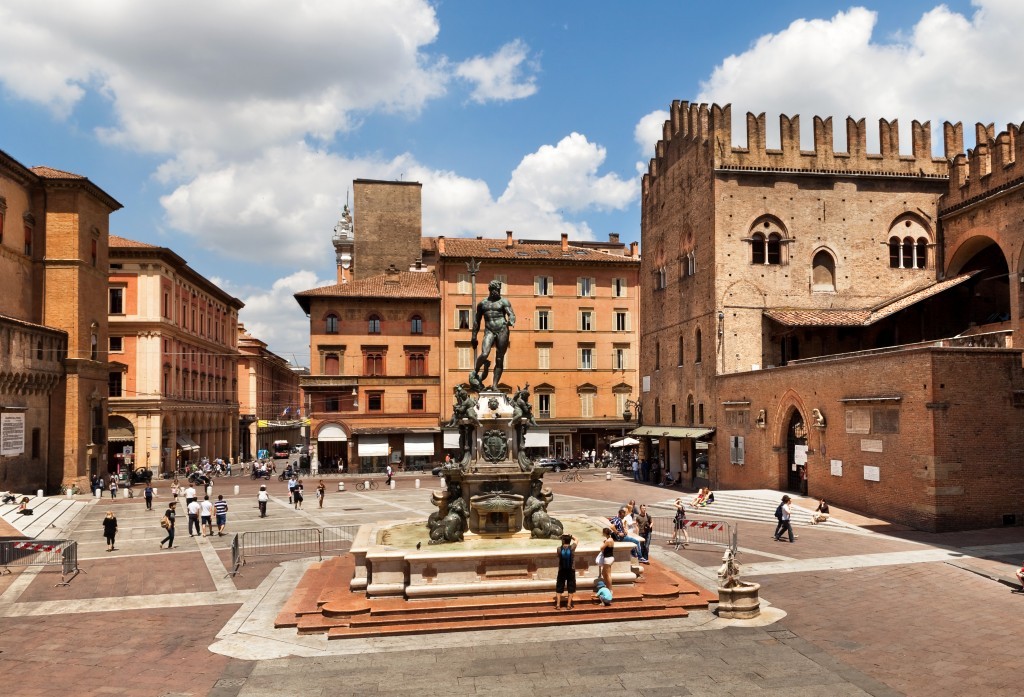 Panorama of Piazza del Nettuno in Bologna